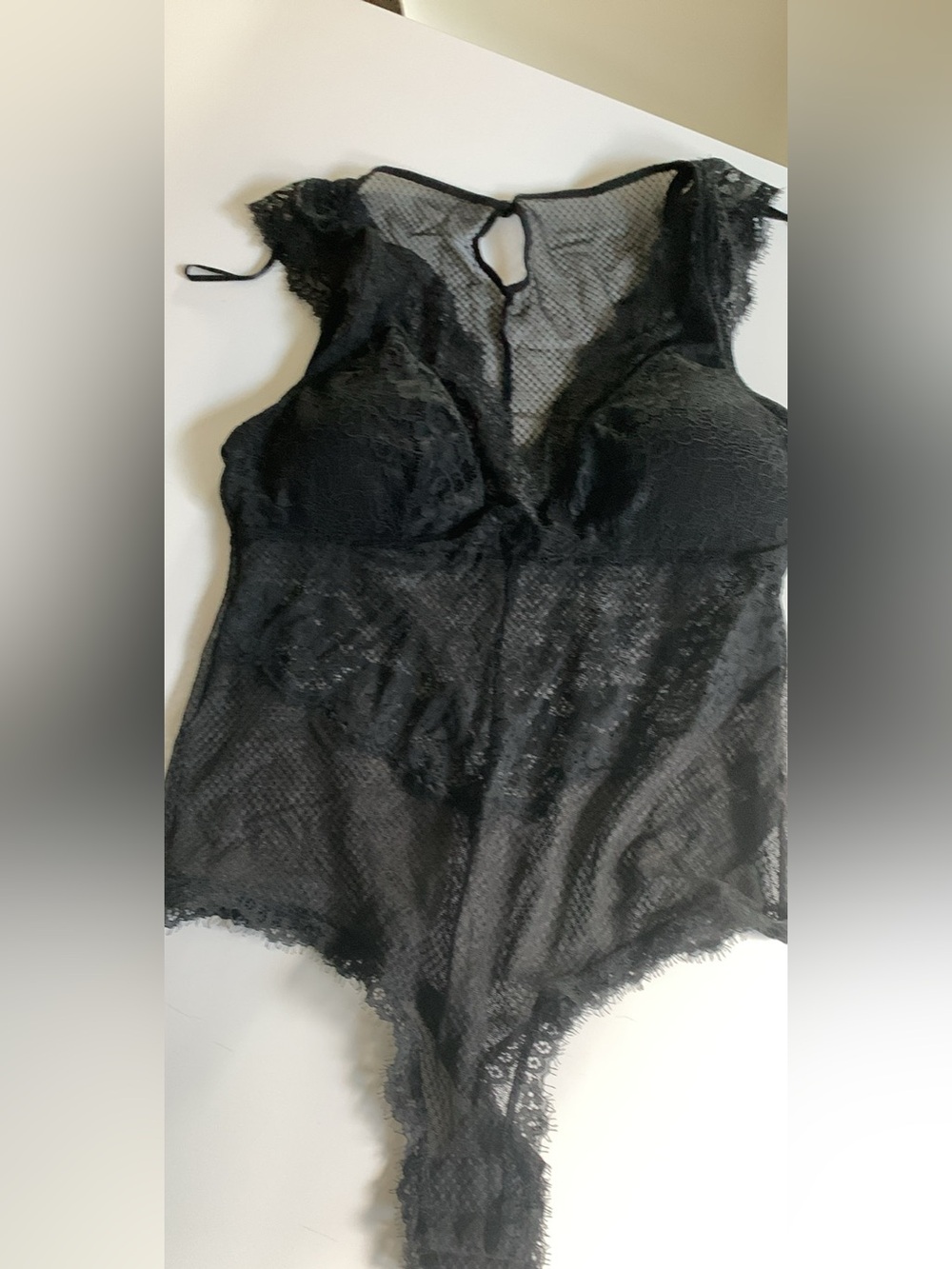 H&M Black Lace Sheer Bodysuit Chemise